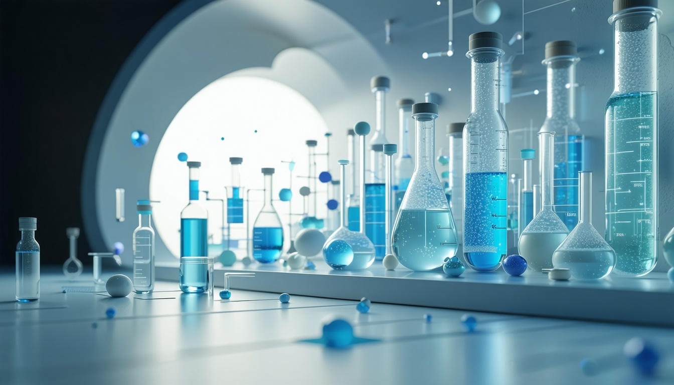 A modern and clean visual representation of the life sciences industry  minimal and clear design with soft lighting and a sense of innovation and change