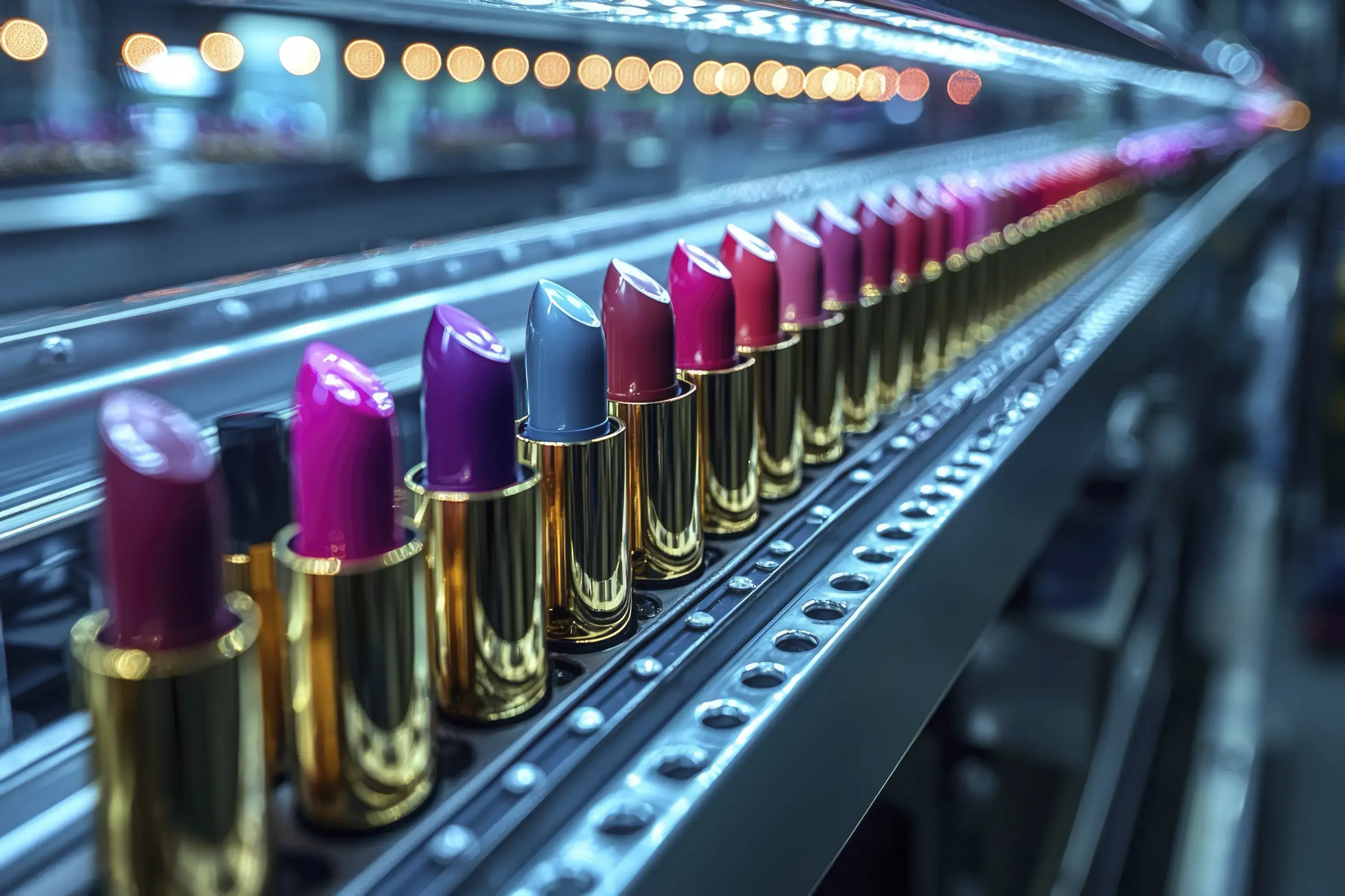 closeup-conveyor-belt-with-rows-lipstick-tubes